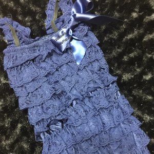 Navy Blue Lace Romper   NWT Boutique